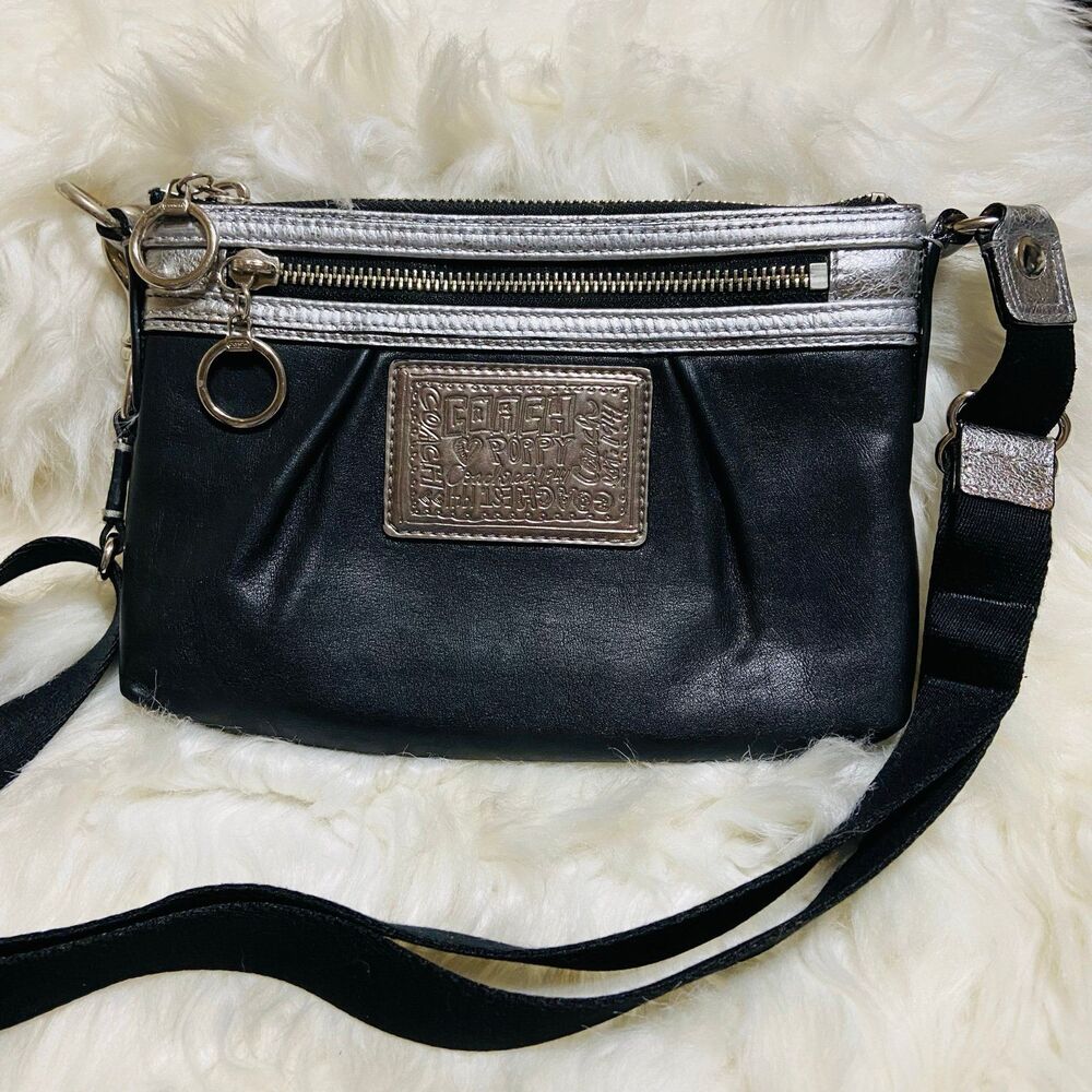 Coach Poppy Black Leather Crossbody Bag